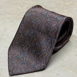 Italo Ferretti Tie Made in Italy 100% Silk Satin Geometric Colorful 3.5"